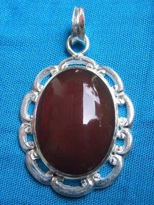Beautiful Handmade Sterling Silver Red Agate Carnelian Pendant for