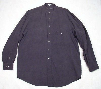 CYPRESS GROVE Mens COLLARLESS Long Sleeve SILK Shirt sz S