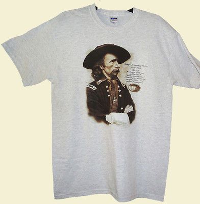 CIVIL WAR UNION CAVALRY GENERAL CUSTER GREY T SHIRT LARGE 42/44 SIZE