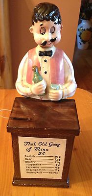 Vintage Bartender Decanter Bank Music Box That Old Gang of Mine