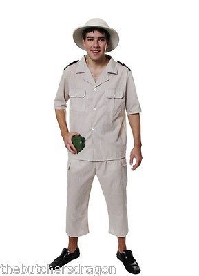 Mens Safari Explorer Fancy Dress Costume Australian Hunter Aussie Man