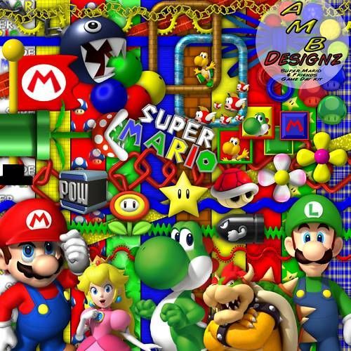 Super Mario & Friends Digital scrapbooking~ 300 dpi