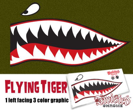 40 FLYING TIGER SHARK DECAL 3 COLOR VINYL STICKER L/F