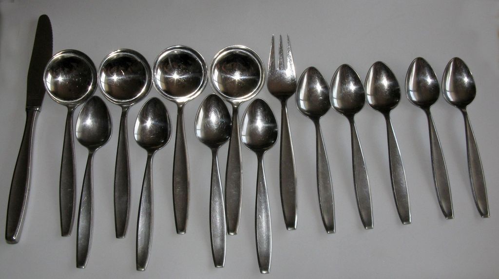 15 Pieces Dansk Denmark Lundtofte Spoons Fork Knife Satin Finish Mid