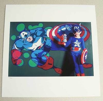 Ron English Superhero Limited Edition Captain America Kid Print