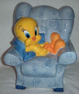 Tweety Bird in a Chair Cookie Jar  RARE 