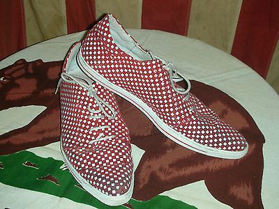 VTG SWEAR JAMES DEAN RED WHITE CHECKERED WINKLEPICKER SHOE SNEAKER uk