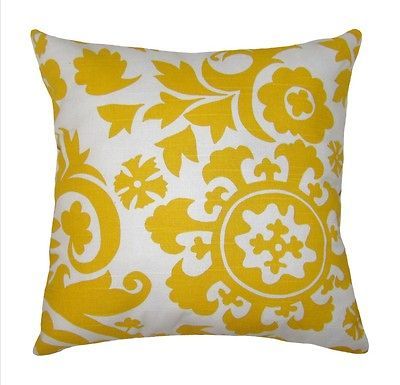 Premier Prints Suzani Slub Corn Yellow Modern Decorative Throw Pillow