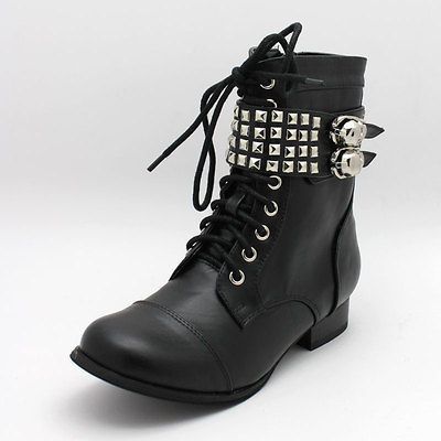 FDW Womens New Abbey Dawn Avril Lavigne Wild Child Combat Black Boots