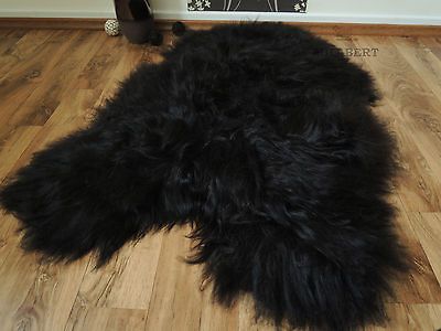 GENUINE SUPER SOFT & SILKY 100% NATURAL ICELANDIC SHEEPSKIN RUG BLACK