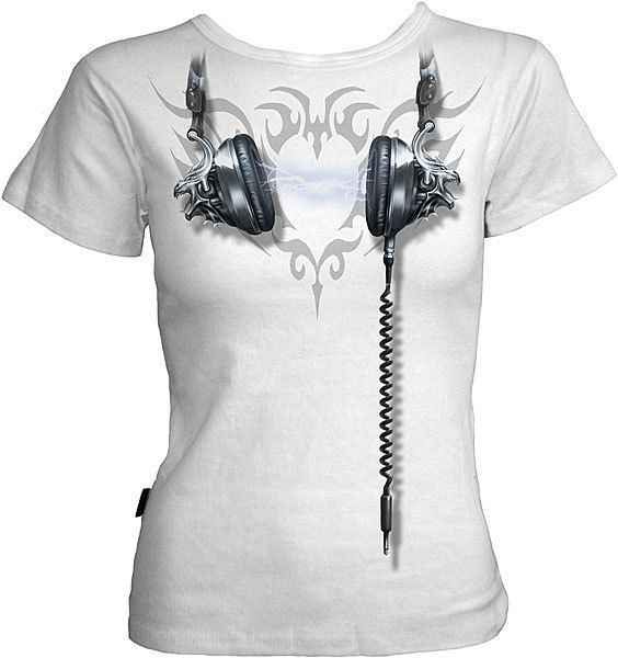 Spiral Direct Dead Beats Headphone Tribal Heart White Short Sleeved