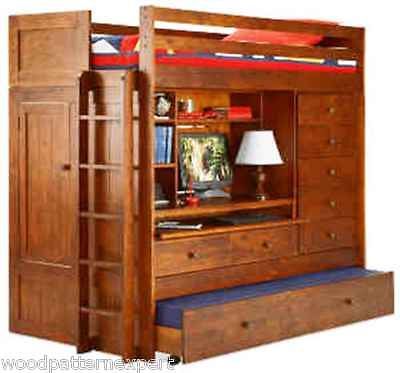 Plans LOFT ALL IN1 W/ TRUNDLE DESK CHEST CLOSET Easy DIY Patterns