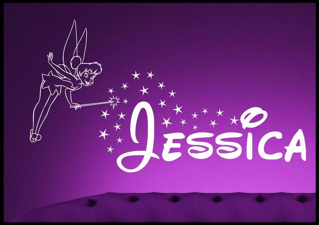 Disney Tinkerbell Name Wall Sticker Girls Bedroom Decal Mural