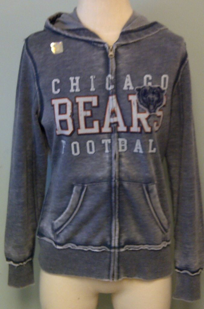 CHICAGO BEARS WOMENS FULL ZIP FADED NAVY BLUE HOODIE