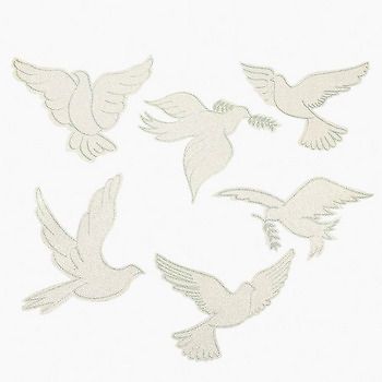 Glitter Dove Cutouts / LOT OF 6 PC / WEDDING (35015)