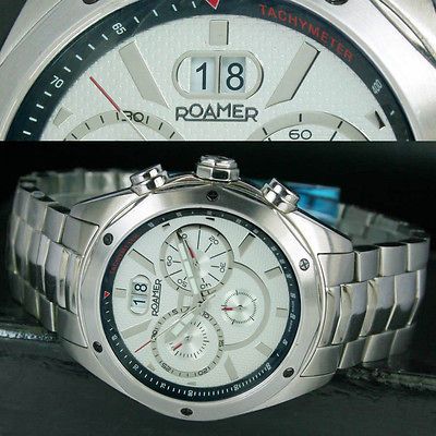 Unused Stunning ROAMER STINGRAY Crystal Chronograph Quartz Date Steel