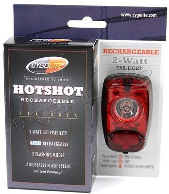 Cygolite Hotshot 2 Watt LED USB Rechargeable Bike Tail Light w/ USB