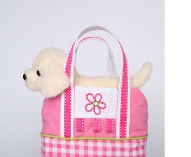 DOUGLAS PLUSH~SASSY PET SAKS~WHITE LAB DOG~PINK QUILTED PURSE~NEW~FREE