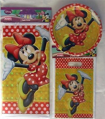 MINNIE MOUSE party 8 loot bags 8 plates 1 table cover