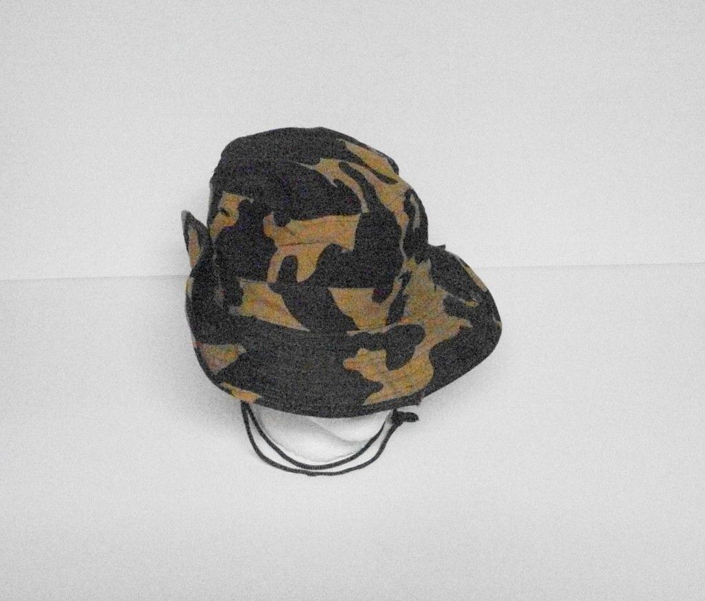 Green Camo Aussie Style Hat w/Snap Up Side Brim New