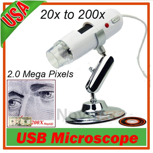 USB Digital Microscope 1.3 Mega Pixel Video Camera 200X