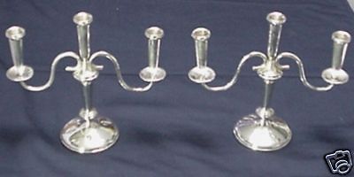 PAIR OF HAMILTON STERLING TRIPLE CANDELABRA NICE