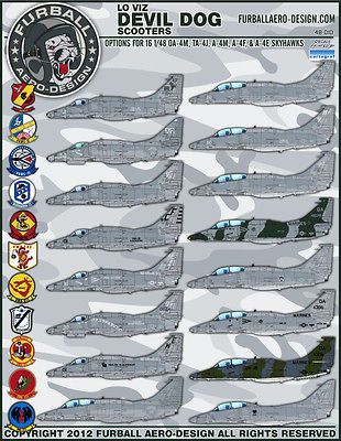 Furball Aero 48010 1/48 Douglas A 4 Skyhawk, Lo Viz Devil Dog Scooters