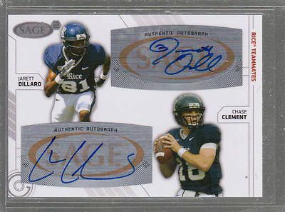 2009 Dual Auto Sage Jarett Dillard Chase Clement Dual Auto RC Rice