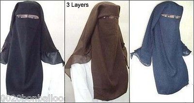Long Saudi Niqab Nikab 3 Layers burqa Hijab Face cover Veil Islam