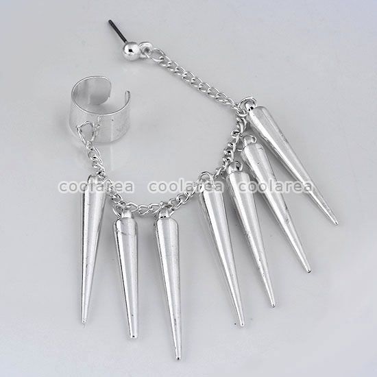 1PC Silvery Spike Rivet Cool Ear Cuff Cartilage Stud Earring Clip Punk