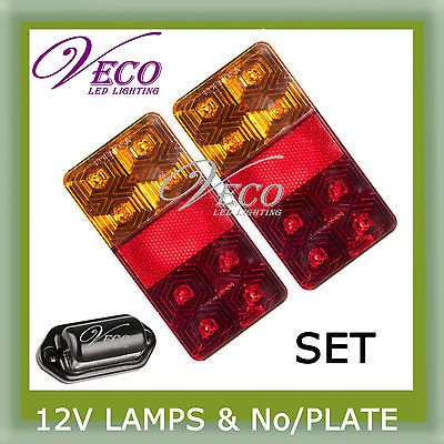 12V Trailer Caravan Auto Tail Light LED Lamp Submersible Boat Number