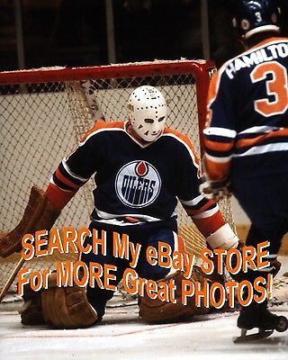 BABOON Mask GOALIE Eddie MIO & Al HAMILTON Edmonton OILERS Action