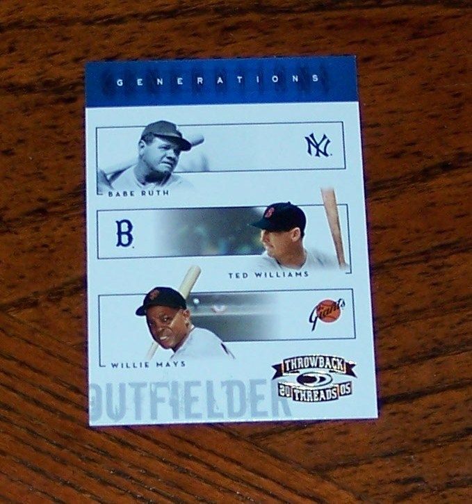 BABE RUTH,TED WILLIAMS,WILLI E MAYS 2005 DONRUSS THREADS # G 5