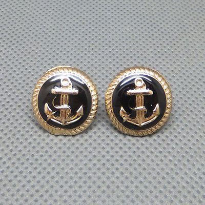 Fashion Black Shield courage NAUTICAL ANCHOR STUD EARRING