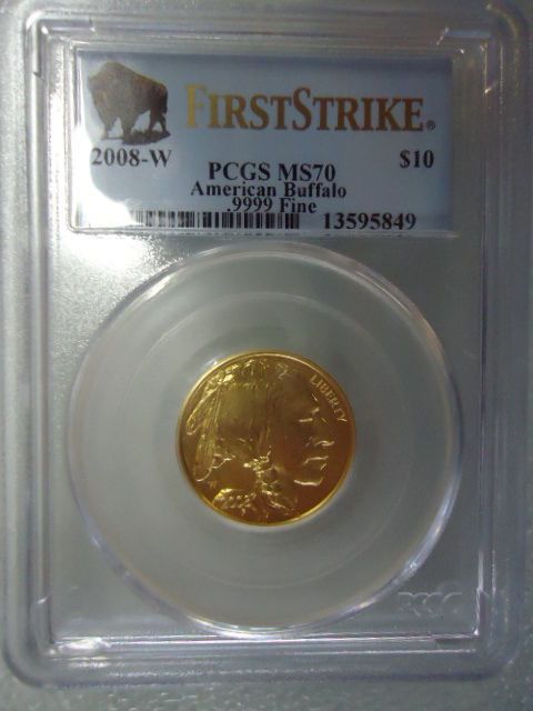 2008 W $10 QUARTER OUNCE GOLD BUFFALO 24k MS 70 FIRST STRIKE BUFFALO