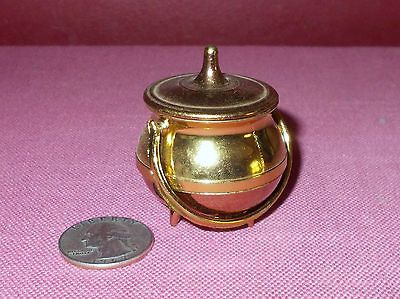 MINIATURE KETTLE POT with LID Brass Copper Color METAL Vintage England