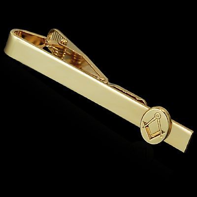 MASONIC EMBLEM LOGO SYMBOLS CHARM GOLD PLATED NECKTIE TIE CLASP CLIP