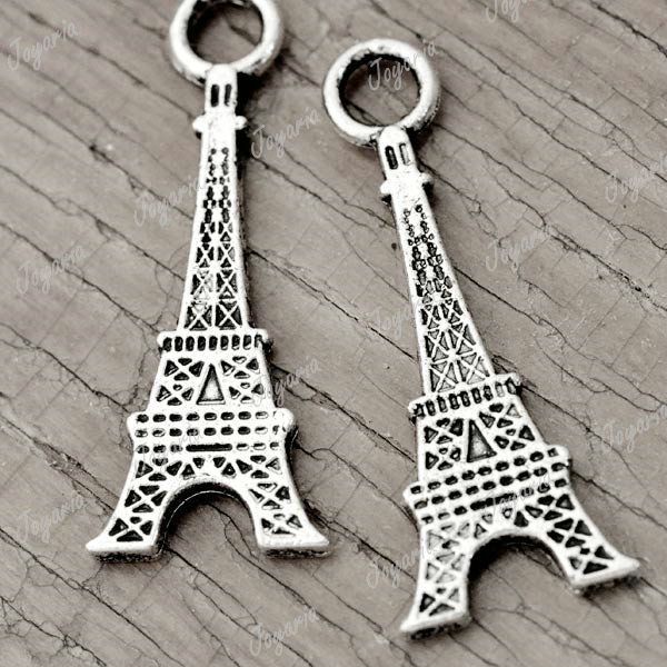 DIY 30PCS Eiffel Tower Tibetan Antique Silver tone 32x12.5mm fit