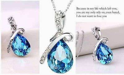 18K GP Swarovski crystal necklace pendant options 4colour U pick J1074