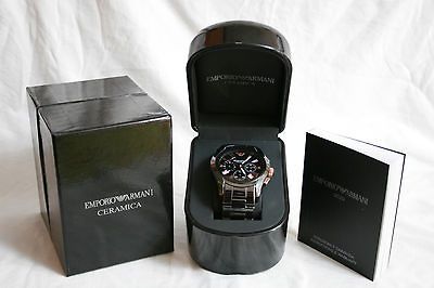 Watch Armani Ceramica Chronograph Watch AR1410 Black Rose Gold