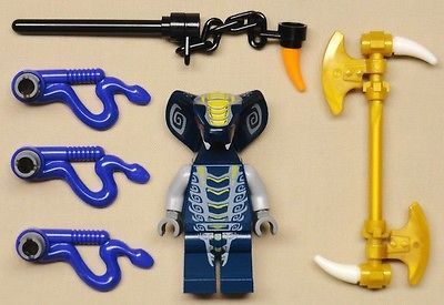 / Slithra NINJAGO Minifig SNAKE NINJA w/ Snake Weapons & GOLD AXE