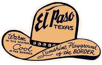 El Paso, TX Texas Vintage Looking 1950s Sticker Decal Luggage