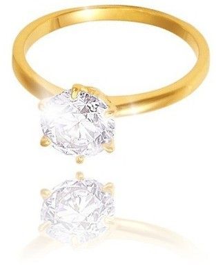 Solitaire Engagement Ring 14k Gold over Silver Base Size 7