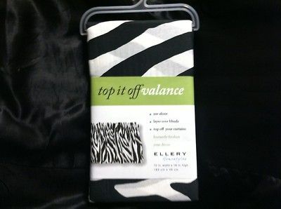 Ellery Homestyles TOP IT OFF Pouf Valance72 x18 Black/White Zebra