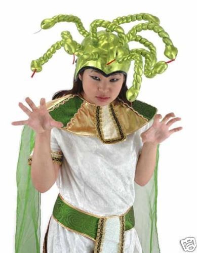 Medusa Hat Shiny Green Lame Snakes 3370