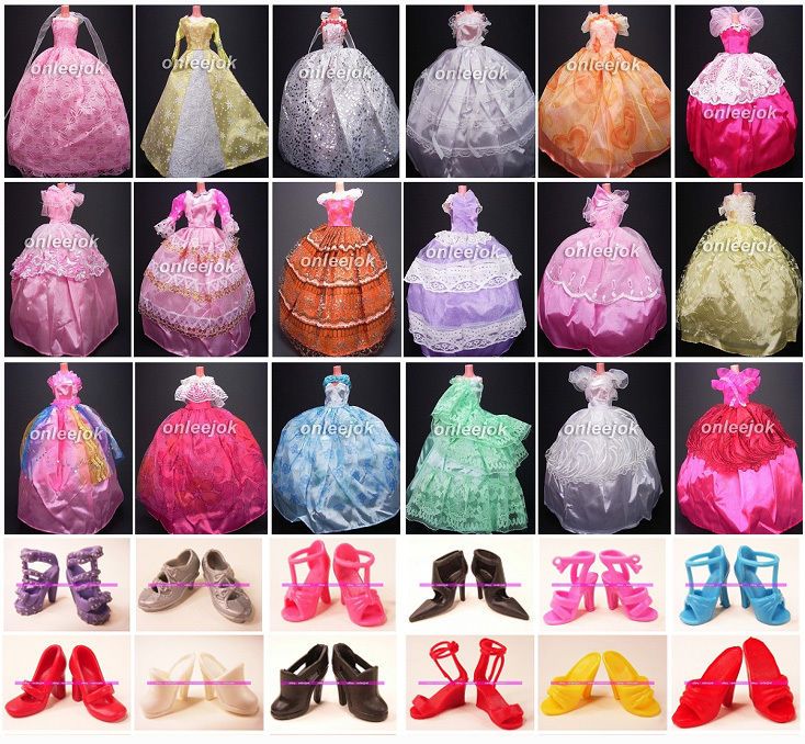 Wholesale Mixed Style Vintage 8 Dress 8 Shoes Lot Clothes Princess For