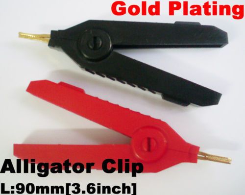 2pcs Alligator Kelvin Test gold plated clip RED + BLACK