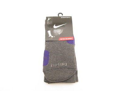 NIKE ELITE BASKETBALL SOCKS LARGE IN CHARCOAL/HEATH ER/COURT PURPLE