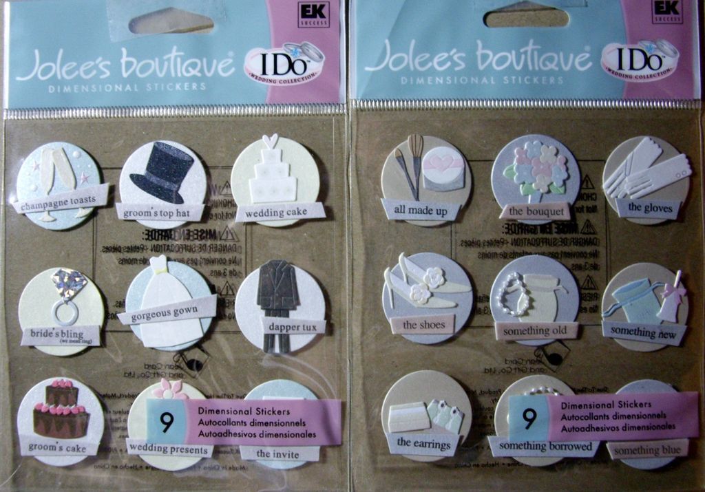 NEW 9 PC. WEDDING TOKEN   Wedding Day   Something Blue   JOLEES 3D