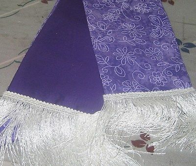 Clergy Stole Vibrant Shades of Purple w/ White Butterflies Beautiful